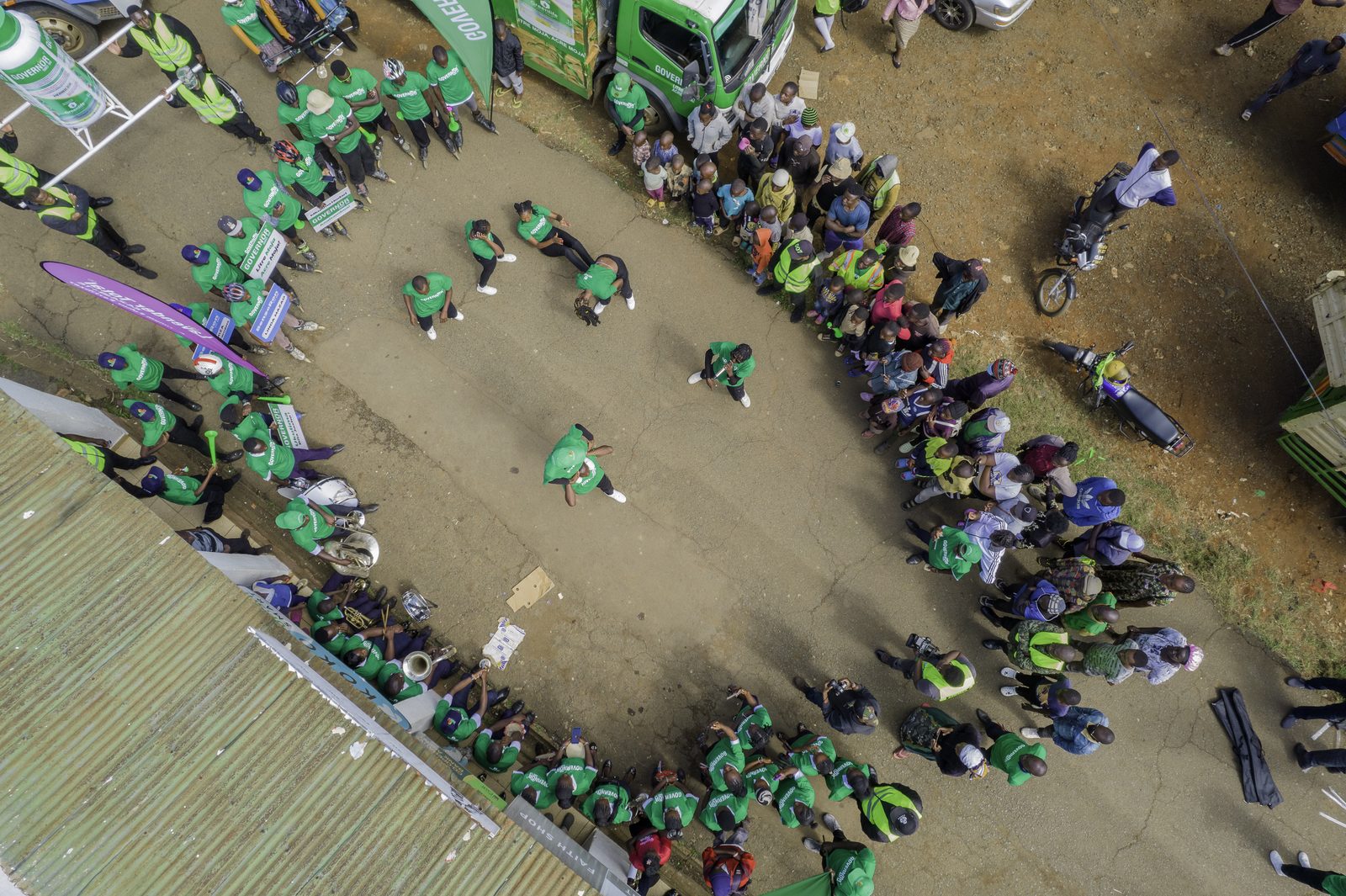 Aerial roadshow shot